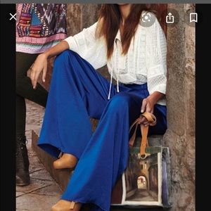 Leifsdottir royal blue wide leg hemmed pants